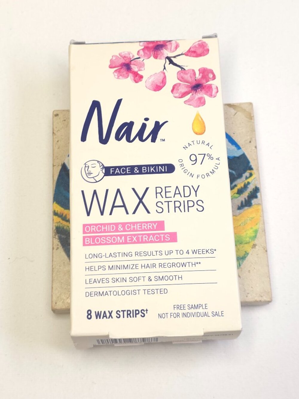 SEALED Nair  Orchid & Cherry Blossom Face & Bikini Wax Ready Strips - 8 Strips